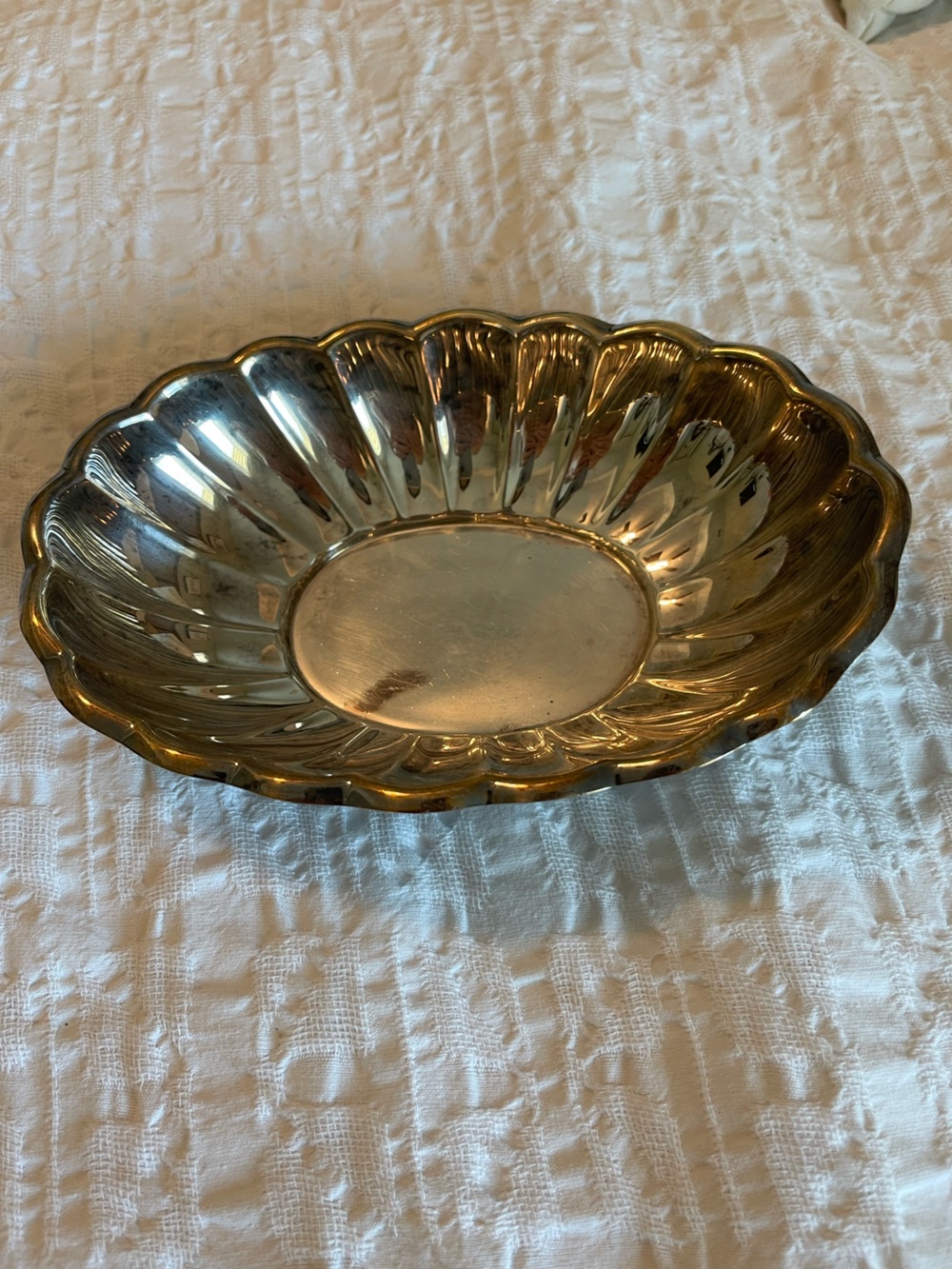 Reed and Barton 176 holiday silver plated bowl scalloped fluted sides